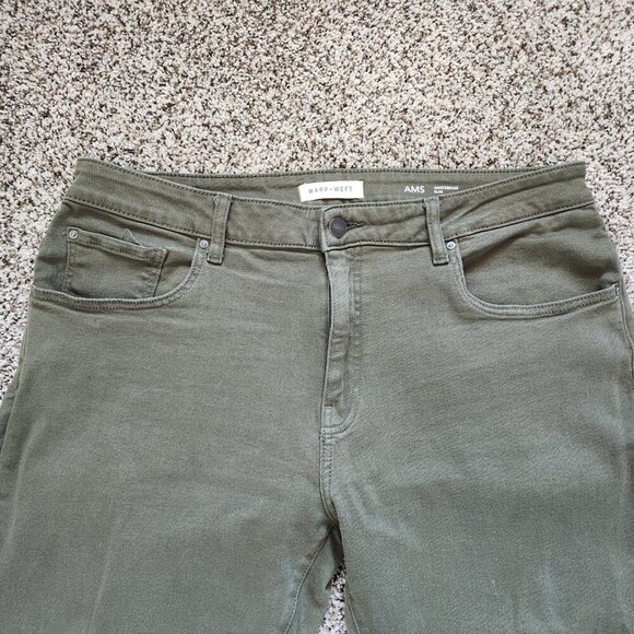 Warp + Weft Slim Fit Amsterdam Jeans Mens 38X29 Moss Green Pants Stretch Preppy - Picture 3 of 5